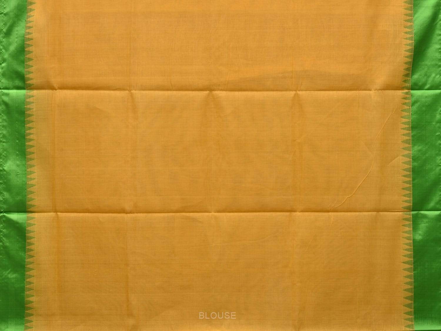 Yellow Khadi Cotton Handloom Plain Saree with Temple Border Design kh0526