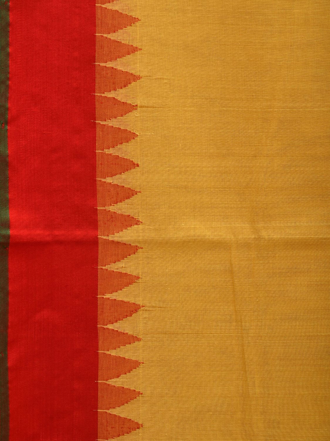 Yellow Khadi Cotton Handloom Plain Saree with Temple Border Design kh0573