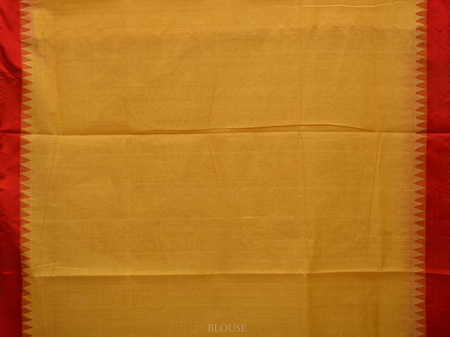 Yellow Khadi Cotton Handloom Plain Saree with Temple Border Design kh0573