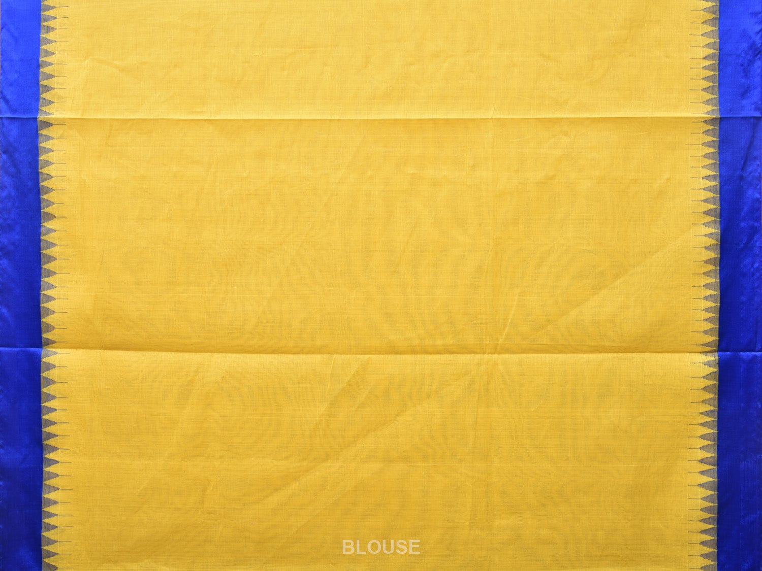Yellow Khadi Cotton Handloom Plain Saree with Temple Border Design kh0610