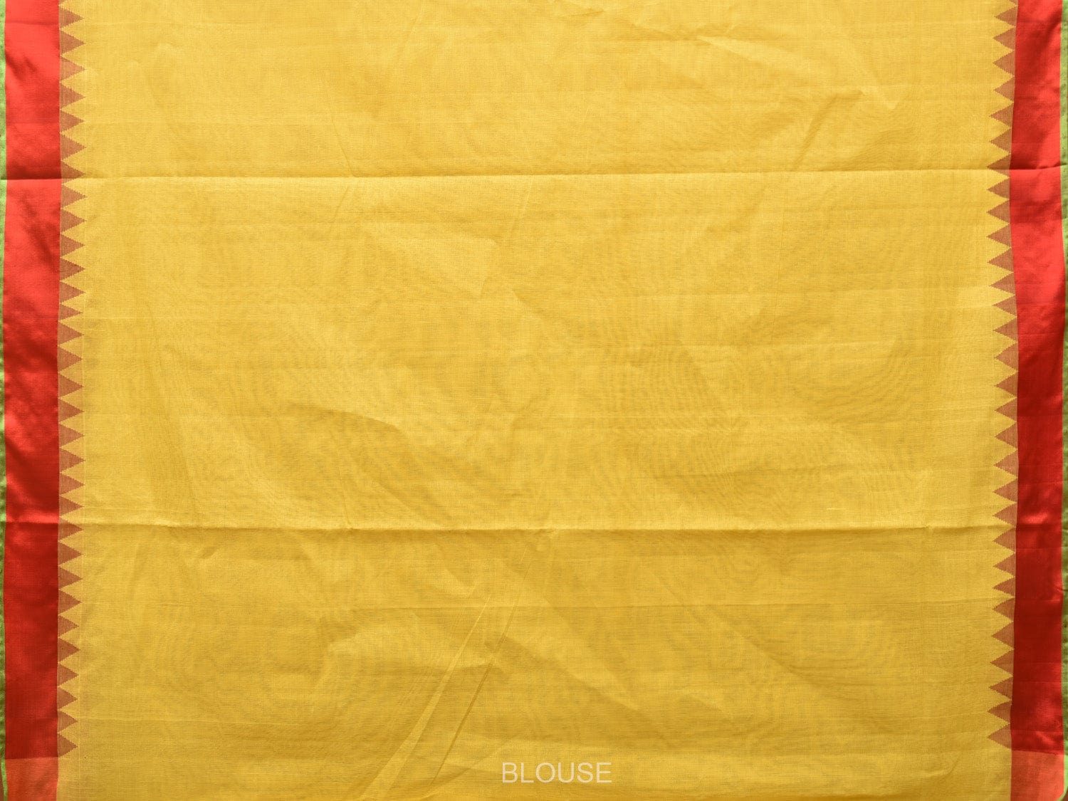 Yellow Khadi Cotton Handloom Plain Saree with Temple Border Design kh0644