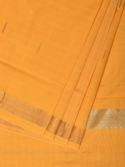 Yellow Khadi Cotton Handloom Saree with Buta and Strip Pallu Design kh0652