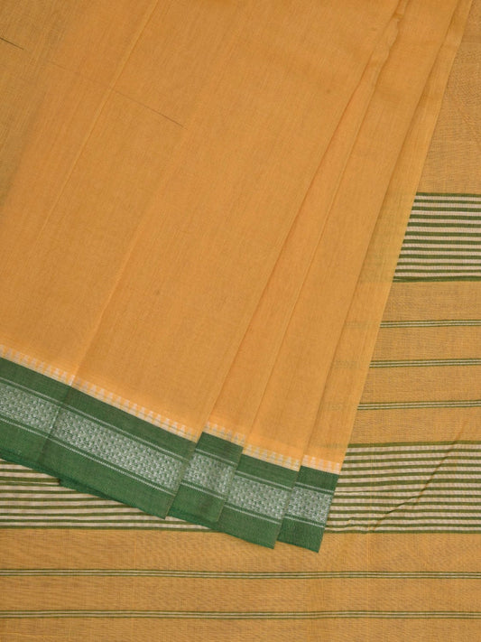 Yellow Narayanpet Cotton Handloom Plain Saree with Small Border Design No Blouse np0613