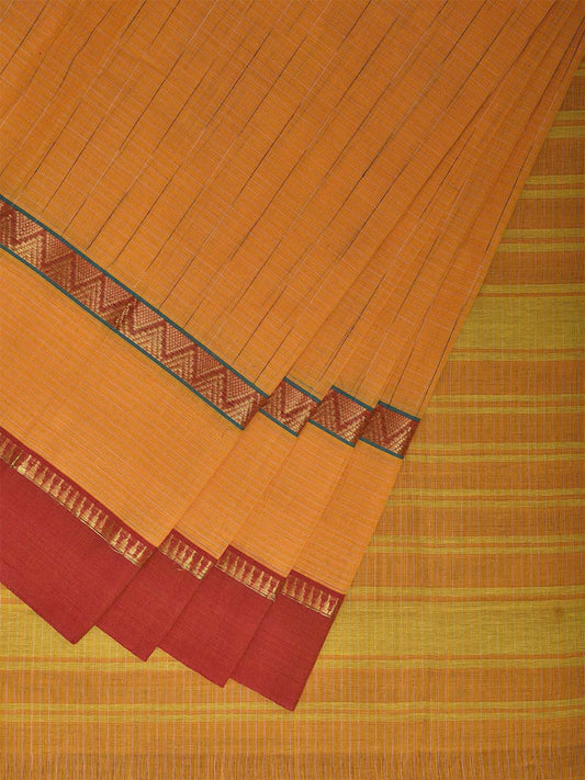 Yellow Narayanpet Cotton Handloom Saree with Checks and Big Border Design No Blouse np1107