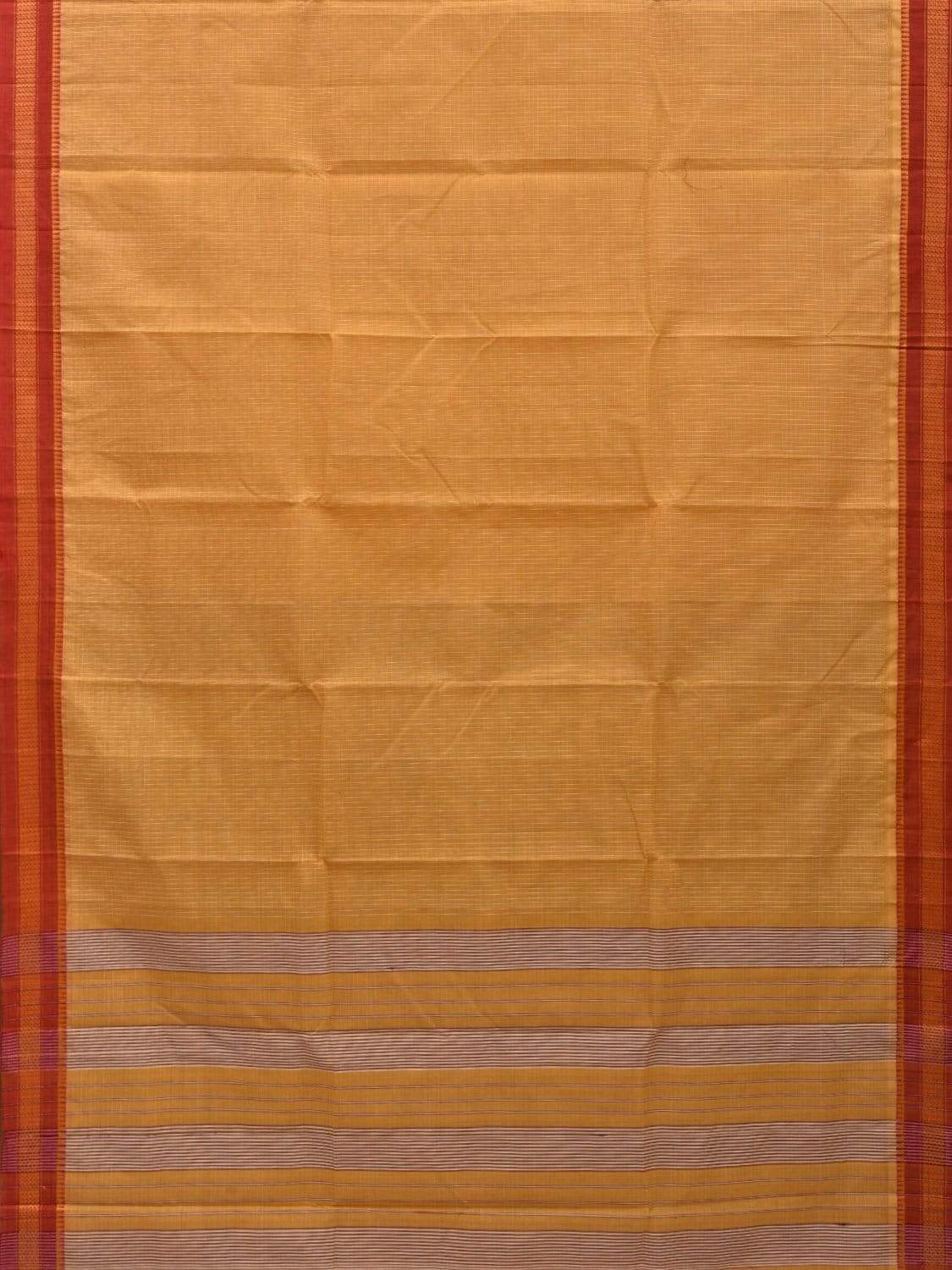 Yellow Narayanpet Cotton Handloom Saree with Checks Design No Blouse np0508