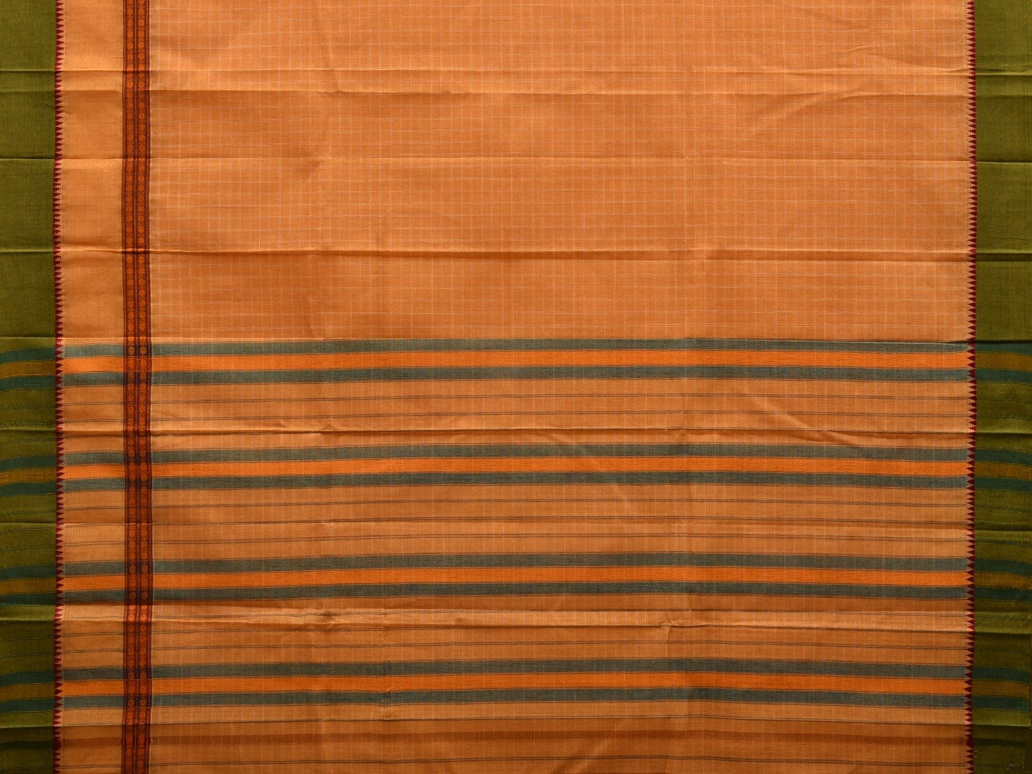 Yellow Narayanpet Cotton Handloom Saree with Checks Design No Blouse np0535
