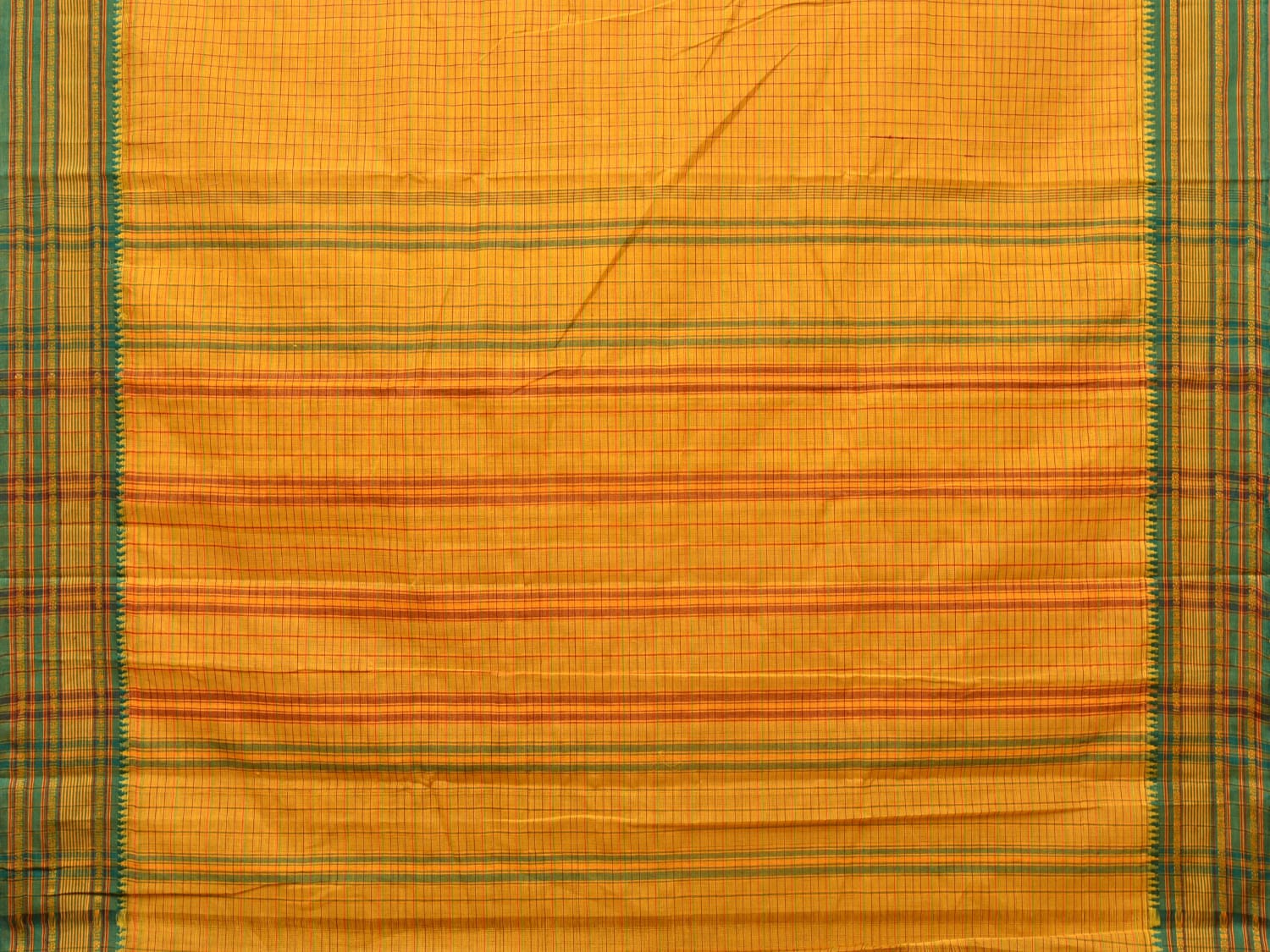 Yellow Narayanpet Cotton Handloom Saree with Checks Design No Blouse np0795