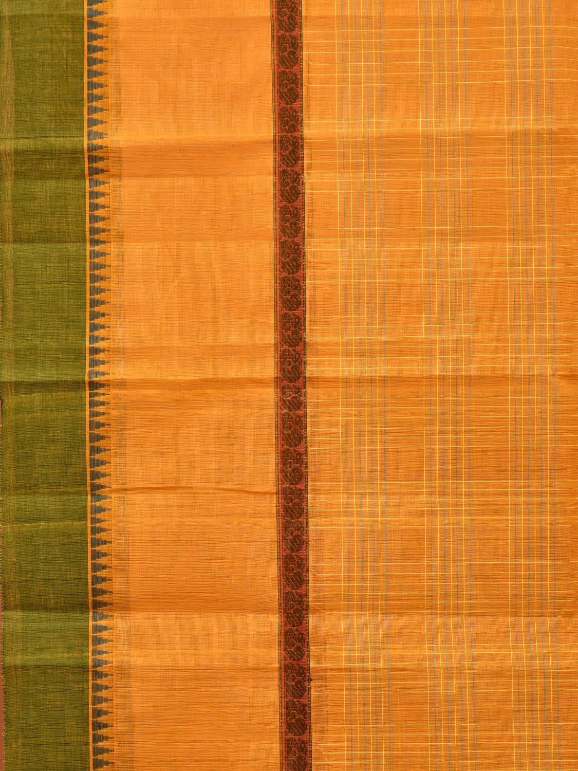 Yellow Narayanpet Cotton Handloom Saree with Strips Design No Blouse np0657