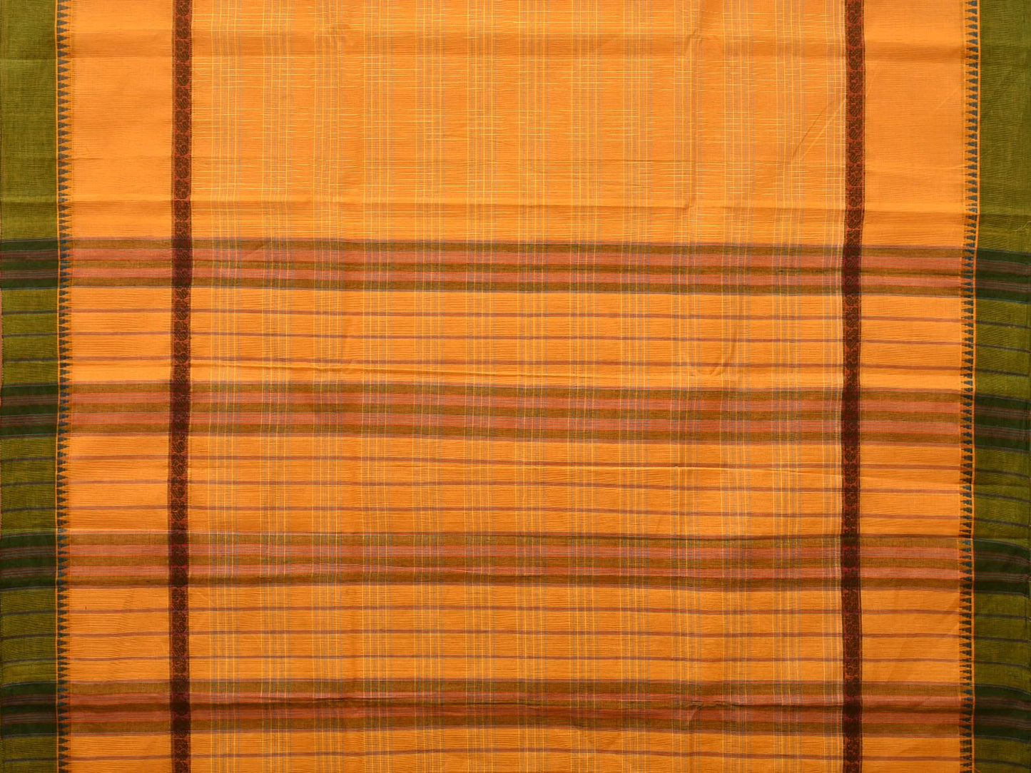 Yellow Narayanpet Cotton Handloom Saree with Strips Design No Blouse np0657