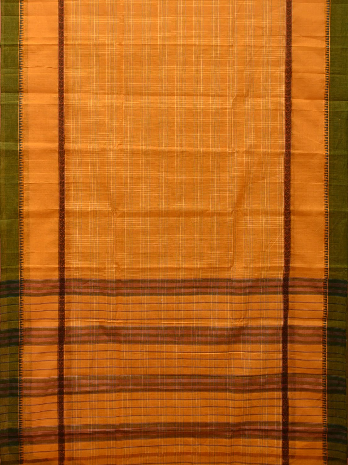 Yellow Narayanpet Cotton Handloom Saree with Strips Design No Blouse np0657
