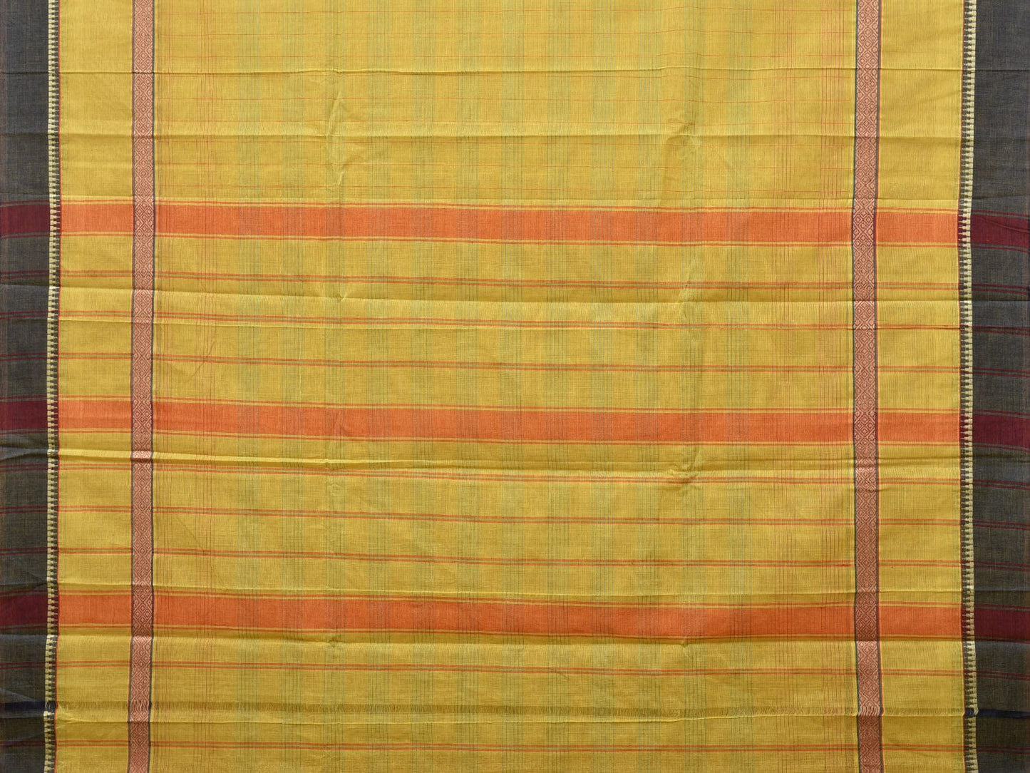 Yellow Narayanpet Cotton Handloom Saree with Strips Design No Blouse np0812