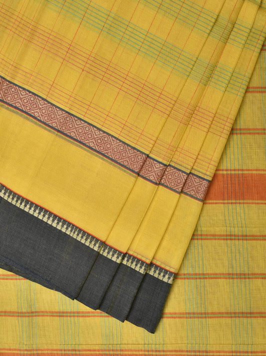 Yellow Narayanpet Cotton Handloom Saree with Strips Design No Blouse np0812