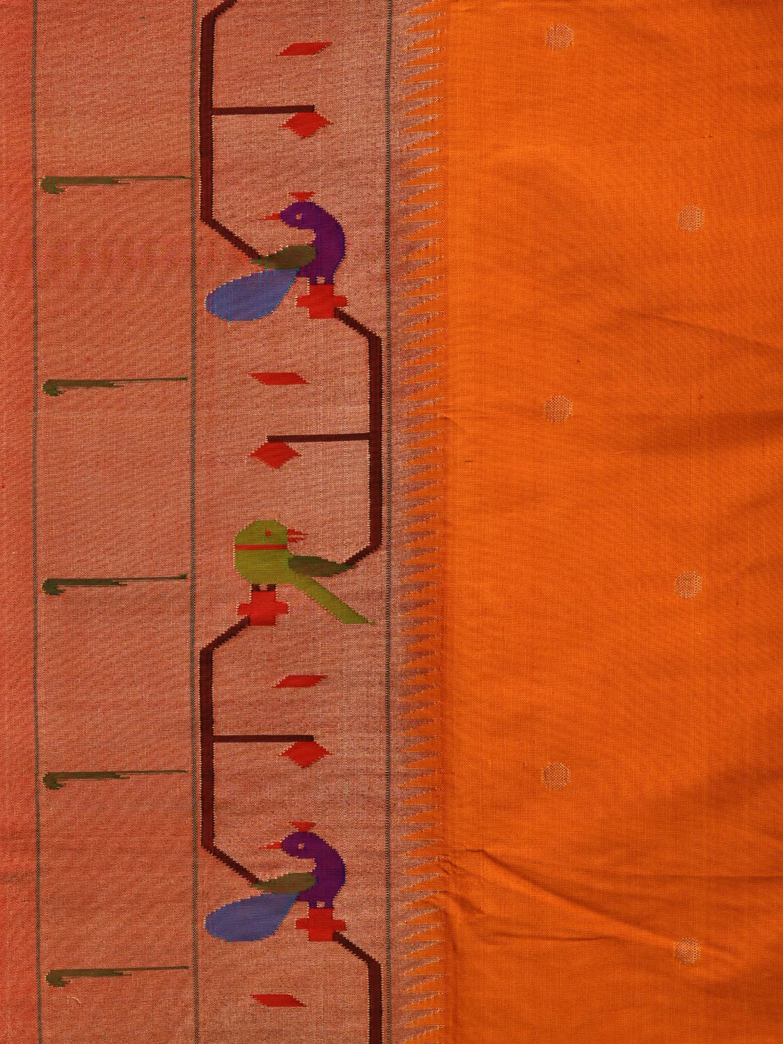 Yellow Paithani Silk Handloom Saree with Peacocks and Parrots Border Design p0467