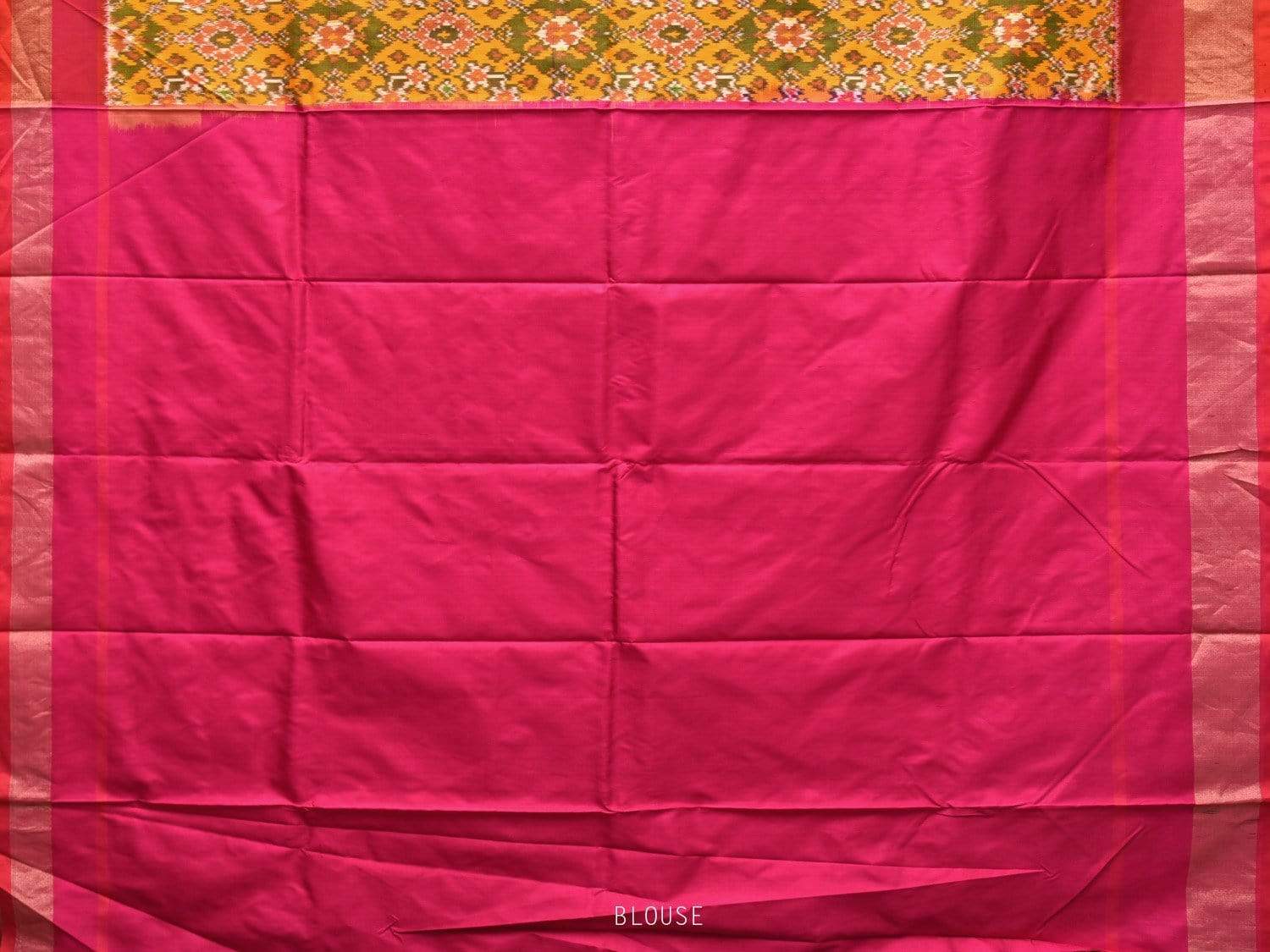 Yellow Pochampally Single Ikat Silk Handloom Saree with Contrast Pallu Design i0590