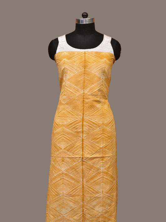 Yellow Shibori Cotton Handloom Kurta Fabric with Hills Design 2.5mts f0215
