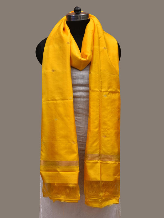 Yellow Uppada Silk Handloom Plain Dupatta with Zari Border ds2656