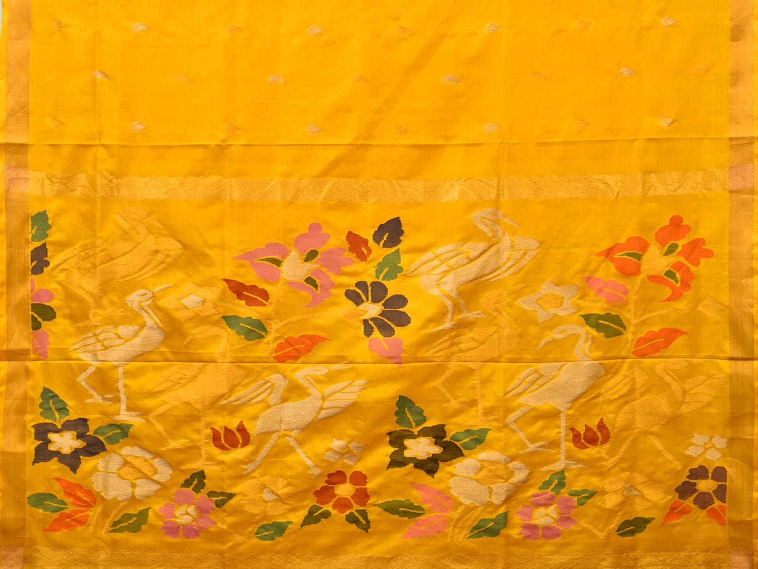 Yellow Uppada Silk Handloom Saree with Bird and Floral Pallu Design u1996