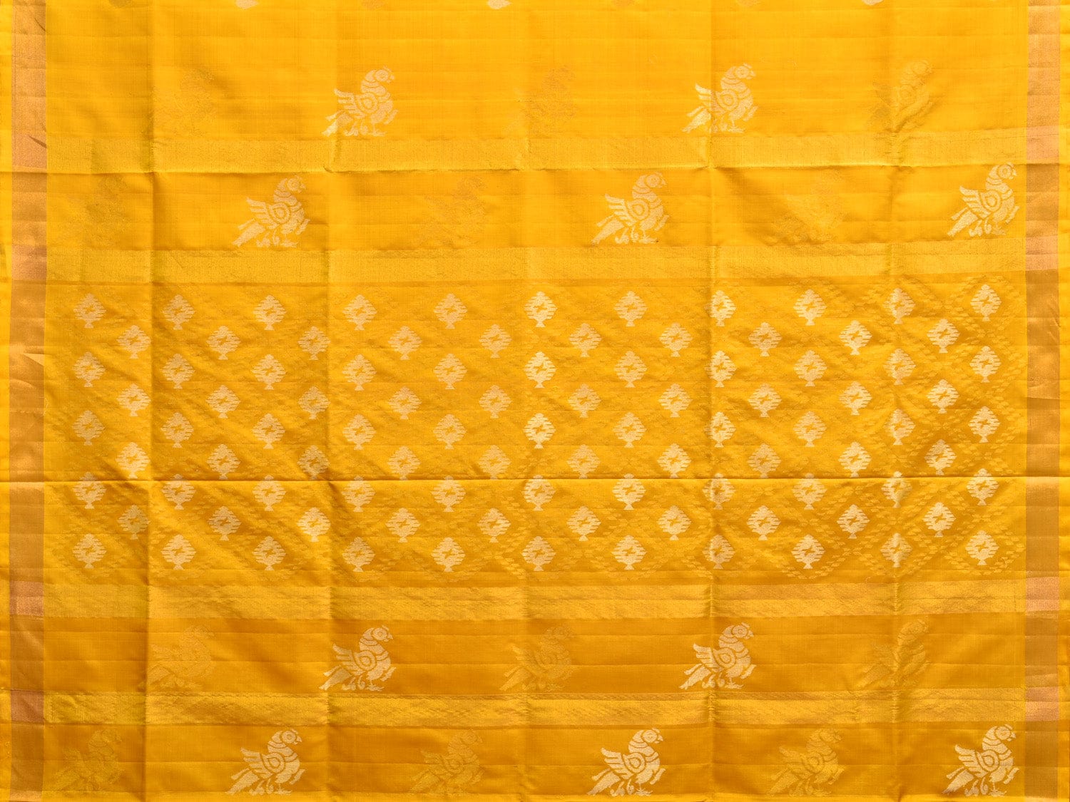 Yellow Uppada Silk Handloom Saree with Birds and Jamdani Pallu Design u1702