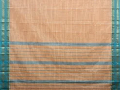 Cream and Turquoise Narayanpet Cotton Handloom Saree with Strips Design No Blouse np0976