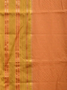 Fawn and Green Bamboo Cotton Viscose Silk Saree with Checks Design No Blouse bc0472