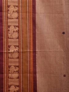 Fawn Kanchipuram Cotton Saree with Small Buta and Border Design k0678