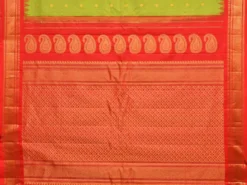 Green and Red Gadwal Silk Handloom Saree with Mango Pallu Design g0333