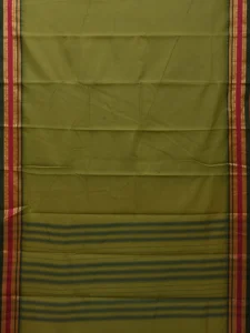 Green Bamboo Cotton Plain Saree with Border Design bc0066