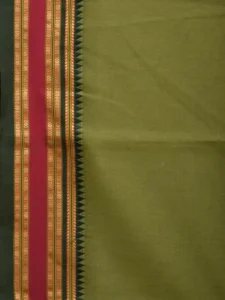 Green Bamboo Cotton Plain Saree with Border Design bc0066