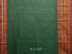 Green Kanchipuram Cotton Saree with Body Buta and Big Border Design k0671