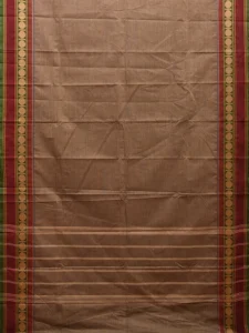 Khaki Kanchipuram 80s Cotton Plain Saree with Rudraksh Border Design No Blouse k0647