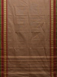 Khaki Kanchipuram 80s Cotton Plain Saree with Rudraksh Border Design No Blouse k0655