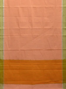 Light Orange Kanchipuram Cotton Handloom Saree with Big Check Design k0566