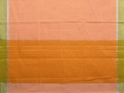 Light Orange Kanchipuram Cotton Handloom Saree with Big Check Design k0566