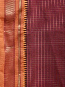 Magenta Bamboo Viscose Silk Saree with Checks Design No Blouse bc0517