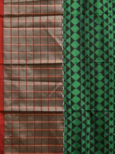 Multicolor Pochampally Ikat Silk Handloom Saree with Checks Border Design i0858