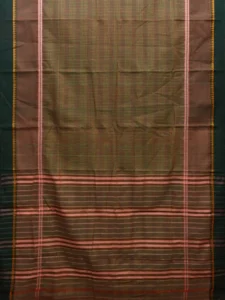 Olive and Green Narayanpet Cotton Handloom Saree with Checks Design No Blouse np0953