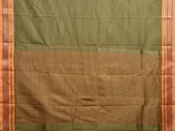 Olive and Mustard Bamboo Cotton Viscose Silk Saree with Strips Design No Blouse bc0483