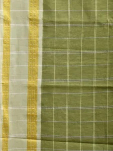 Olive Bamboo Cotton Saree with Big Checks Design No Blouse bc0298