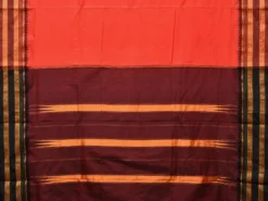 Orange and Brown Narayanpet Silk Handloom Plain Saree with Traditional Border Design No Blouse np0672