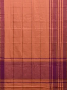 Peach and Purple Kanchipuram Cotton Handloom Saree with Strips Design k0558