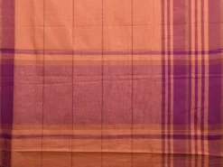 Peach and Purple Kanchipuram Cotton Handloom Saree with Strips Design k0558