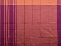 Peach and Purple Kanchipuram Cotton Handloom Saree with Strips Design k0558