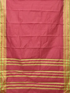 Pink and Light Green Bamboo Cotton Saree with Checks Design No Blouse bc0167