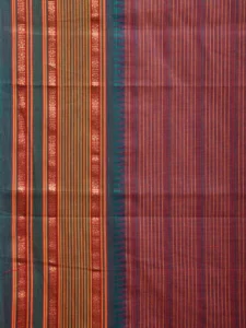 Purple and Teal Narayanpet Cotton Handloom Saree with Strips Design No Blouse np0983