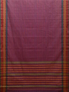 Purple and Teal Narayanpet Cotton Handloom Saree with Strips Design No Blouse np0990