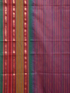 Purple and Teal Narayanpet Cotton Handloom Saree with Strips Design No Blouse np0990