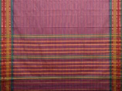 Purple and Teal Narayanpet Cotton Handloom Saree with Strips Design No Blouse np0990