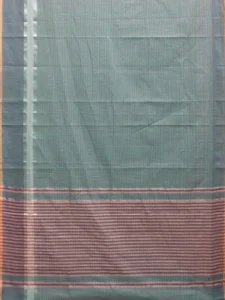 Turquoise Kanchipuram Cotton Saree with Strips Design k0597