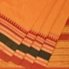 Yellow and Red Bamboo Cotton Plain Saree with Strips Pallu Design No Blouse bc0403