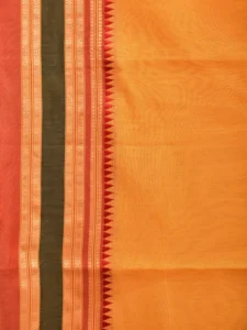 Yellow and Red Bamboo Cotton Plain Saree with Strips Pallu Design No Blouse bc0403